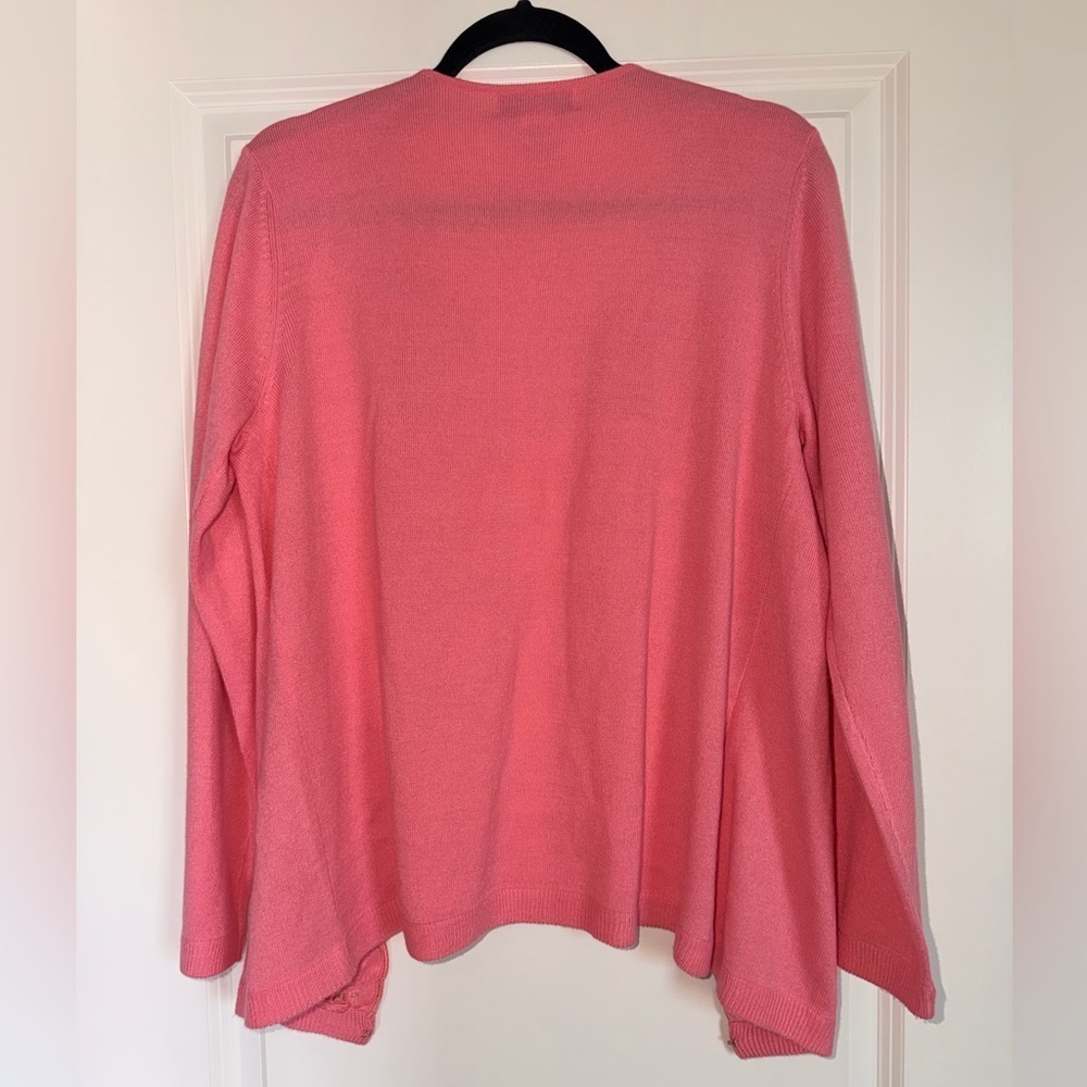 Susan Graver Women’s Pink Floral Lace Cardigan - Picture 5 of 6